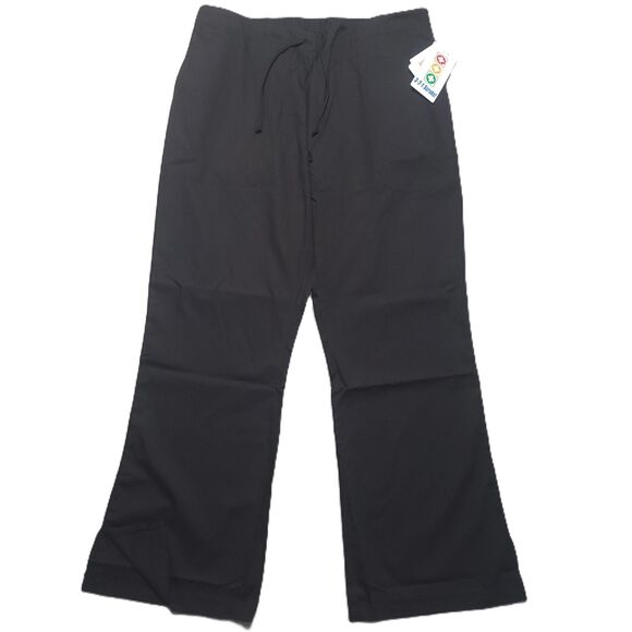 White Cross Pants - 3-2-1 Scrubs White Cross Petite Womens M Pants BootCut Drawstring Black Pockets
